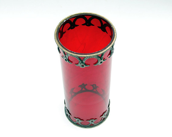 Vintage Ruby Red Glass Chimney from Albrechts Antiques